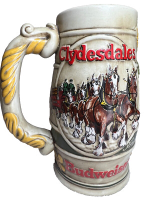 1983 Anheuser Busch Budweiser Clydesdales Cameo Wheatland Beer Stein Mug CS58