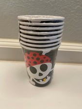 Pirate Fun Pattern Birthday Party Paper Cups 9 Ounces Set of 8