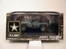GREEN 2012 JEEP WRANGLER US ARMY STRONG GREENLIGHT 1:43 SCALE DIECAST MODEL 