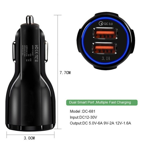 Car USB Charger Quick Charge 3.0 2.0 Mobile Phone Charger 2 / 3 Port USB Fast - Picture 14 of 16