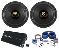  2 Rockville W12K9D4 12" 8000 Watt Car Subwoofers Mono Amplifier Copper Amp Kit