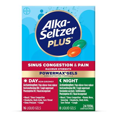 Alka-Seltzer Plus Maximum Strength PowerMax Sinus Congestion & Pain Medicine,