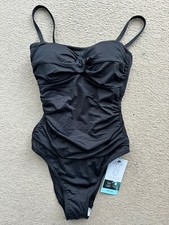 BNWT M  S BLACK MAGIC SHAPING NON WIRED STAYNEW UPF 50 BANDEAU SWIMSUIT SIZE 8 