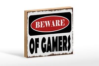 Holzschild Spruch 18X12 Cm Beware Of Gamers Holz Deko Schild