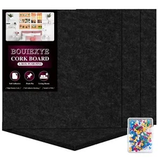 Felt Cork Board Tiles 4 Pack Bulletin Boards 12"x12" - 1/2" Thick Cork Bullet...