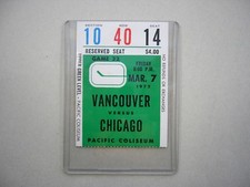 1974/75 VANCOUVER CANUCKS CHICAGO BLACK HAWKS TICKET STUB SHARP MK DARCY ROTA RC