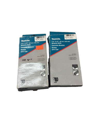 Two boxes Makita MAK742304-1 1-1/8-Inch x 21-Inch Abrasive Sanding Belts as is