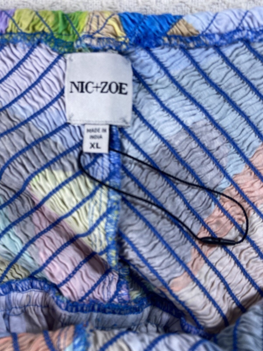 NIC+ZOE Social Circles Sarah Dress XL Multicolored Smocked Pockets