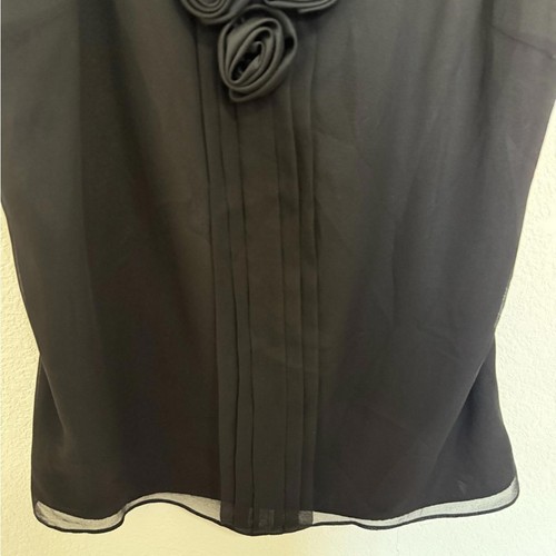 Milly of New York schwarze ärmellose Seidenbluse mit Rosette und Rüschen Größe 8 - Bild 5 von 11
