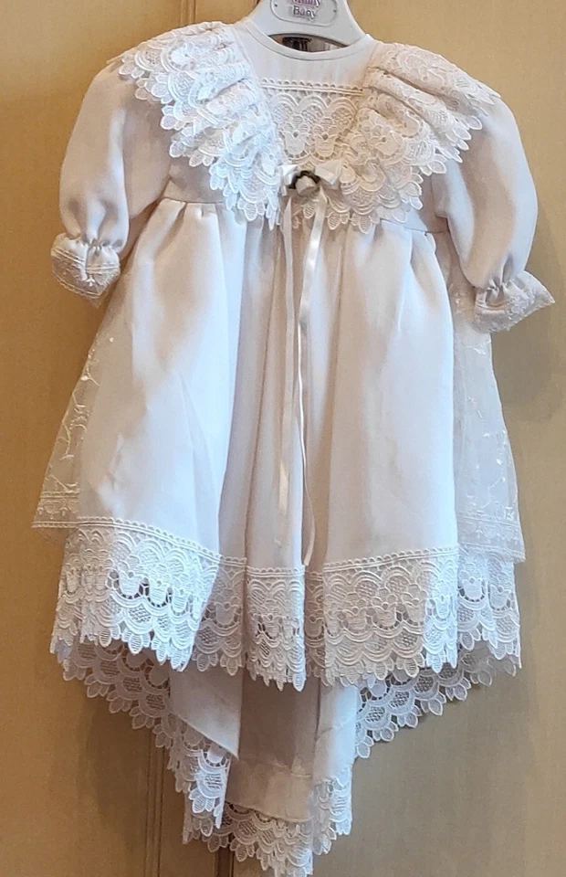 ABITO BAMBINA BATTESIMO-CERIMONIA  Vintage Taglia 0/3Mesi - Immagine 4 di 4