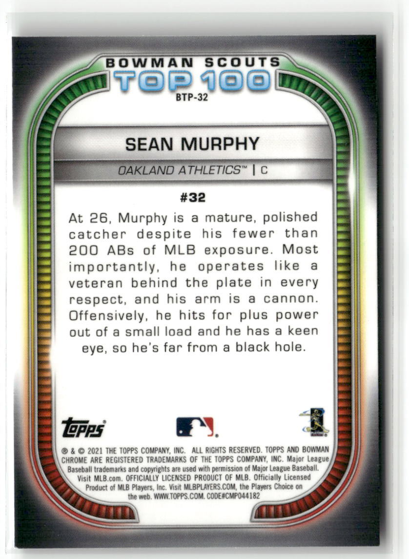 2021 Bowman #BTP-32 Sean Murphy Bowman Scouts Top 100 ☘️83 | eBay