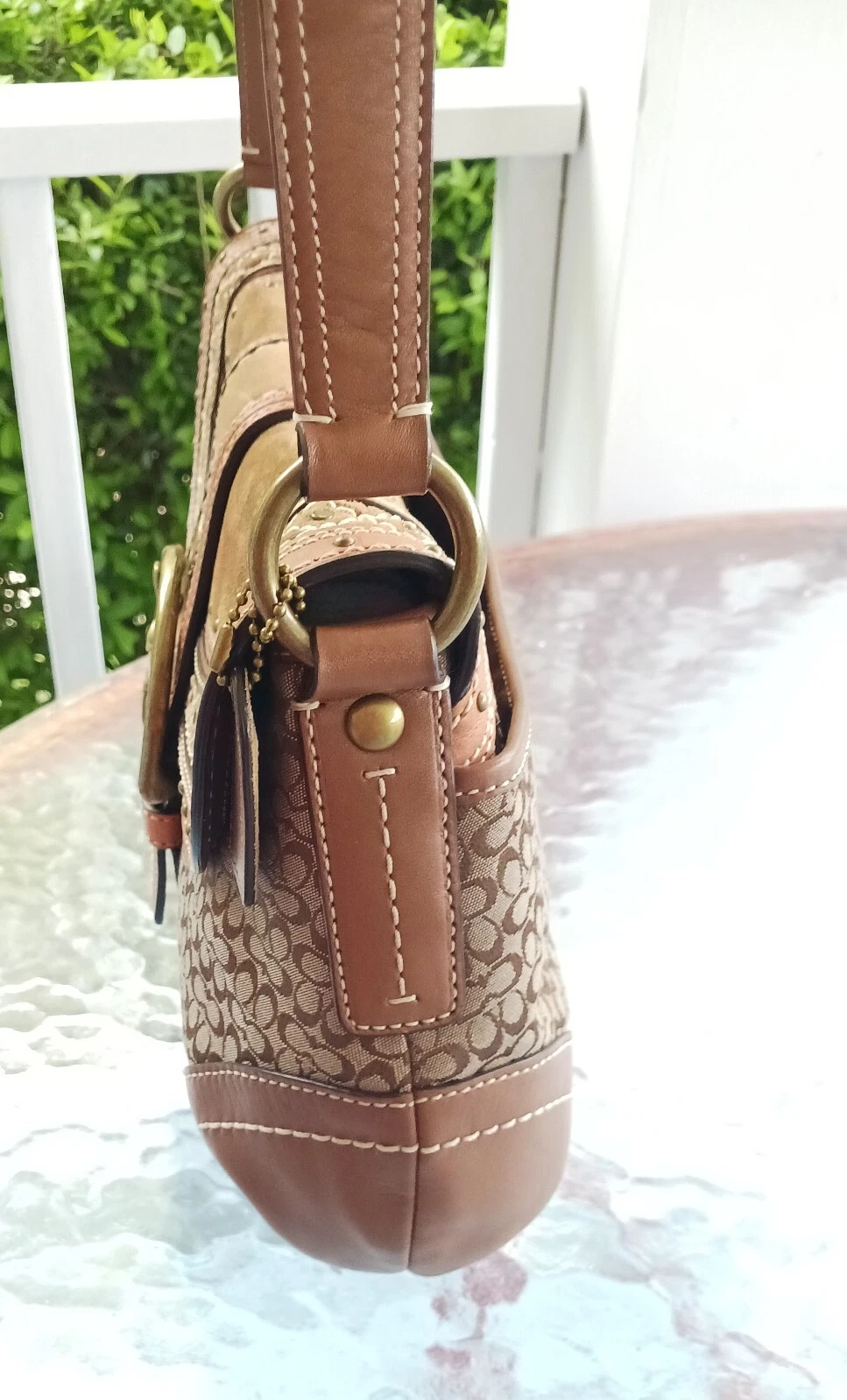 Borsa Coach MEDIUM Vintage Y2K Soho F11517 Beige Firma C Tela Patchwork Hobo