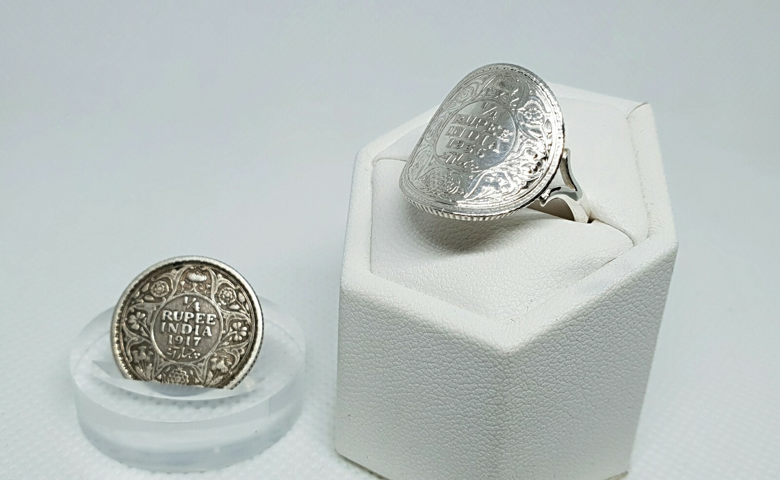 Bague pièce 1/4 Rupee Inde argent pour un style bohème chic