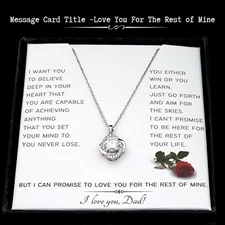 Gift From Dad For Daughter Luxury 1ct Moissanite Sterling Silver Necklace - Card
