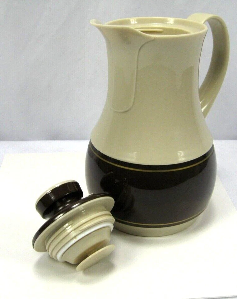 Jarra jarra cafetera Thermos Ingried # 570 hecha en Alemania Occidental marrón beige Foto 2 de 4