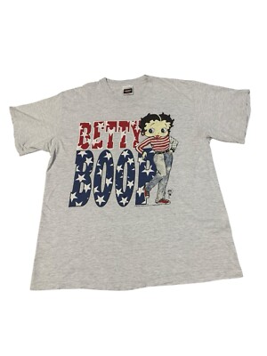 VTG Betty Boop USA Red White Blue Graphic Shirt Adult XL 1993 90s