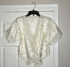 Vintage Victorias Secret Bed Jacket Bridal Gold Label Crown 1970s Satin Lace