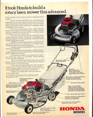 #ad #ad Honda HR 21 Mower Vintage Print Ad – “It Took Honda to Build This Advanced” C $12.95