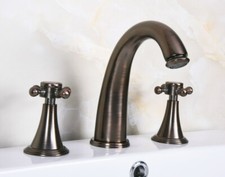 ORB Brass Widespread 3 Holes Basin Faucet Bathroom Dual Handle Mixer Tap Qnf440