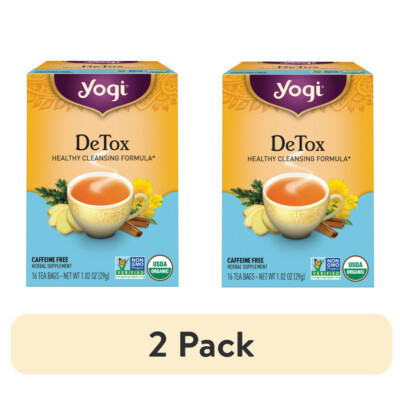 Yogi Tea DeTox, Caffeine-Free Organic Herbal Tea Bags, 16 Count | Pack of 2