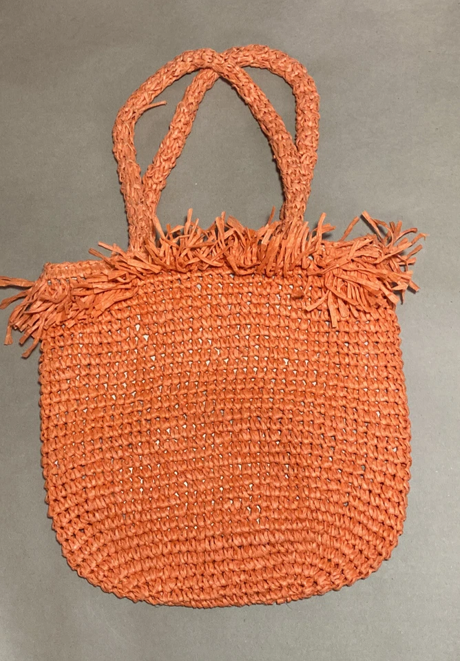 Straw Tote Bag in Orange - Image 3 of 4