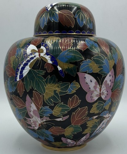 Cloisonné Butterfly Cremation Urn & Stand Outstanding Workmanship 10 1/2” - Picture 7 of 12