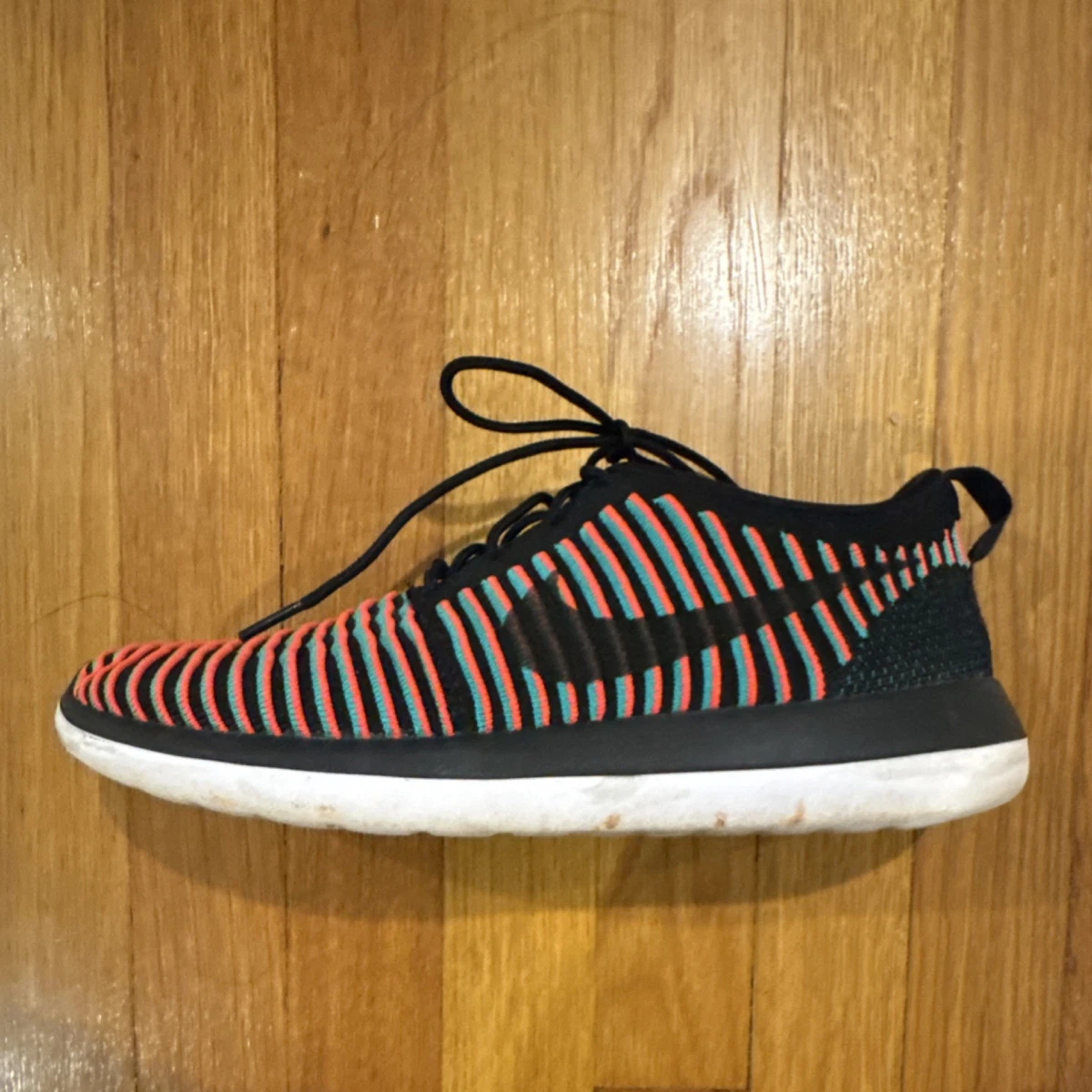 Nike Roshe Two Flyknit Running Shoes‎ Mens 9 Black/Bright Crimson/Jade Sneakers Nike Roshe Two Flyknit Black Bright Crimson for Sale  main image 2