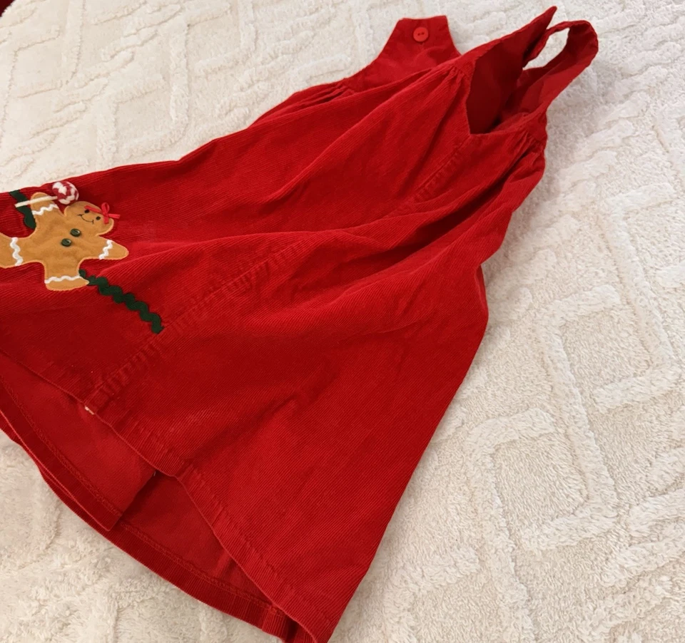 Vestido Rojo Navidad Pana Mujer Talla 5 Años Niñas Con Parche Trabajo Vacaciones Foto 4 de 4