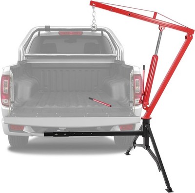 Hydraulic Hitch Mounted Crane 500-1000lb 360° Swivel Truck Engine Hoist Lift Red