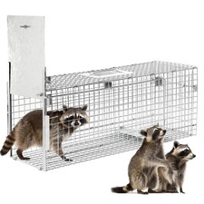 32" Humane Animal Cage Trap, Live Animal Cage Trap, Folding Animal Trap for S...