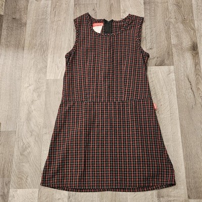 Vintage 90's ESPRIT Girls 10-12 Plaid Red Blue Sleeveless A Line Dress Jumper