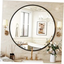 Black Round Wall Mirror 24 Inch, Bathroom Mirrors for Over Sink, Circle