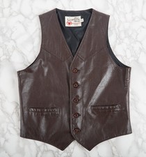 Vintage Sears The Leather Shop Men's Western Brown Leather Vest 40R 70's