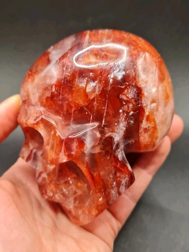 Red Fire Hematoid Quartz Crystal Skull, 609g - Picture 15 of 16