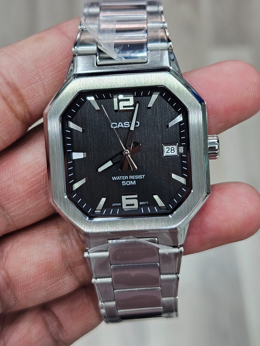 Casio MTP-B195D-1AVDF Men's Stainless Steel Watch Black Dial Date