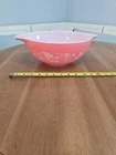 Vintage Pyrex Glass Pink GOOSEBERRY Cinderella #444 Handles Mixing Bowl 4 Quart