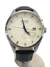 SEIKO Automatic Watch Analog Leather BLK SS 5M84 0AB0