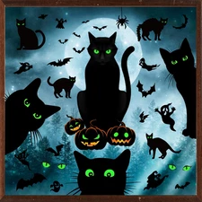 Large Halloween Window Clings Black Cat Window Decorations Glow in The Dark Spoo