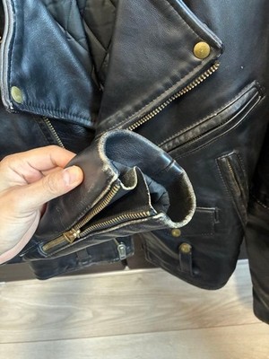 VANSON C2 Vintage Double Riders Leather Jacket Black Size 36 TALON