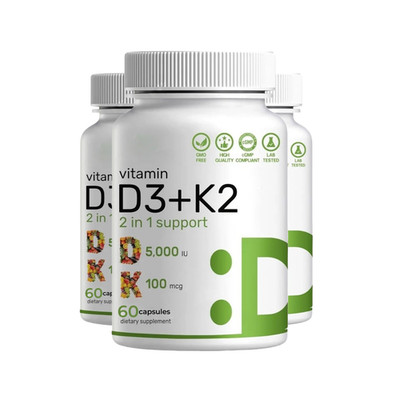 3-Pack Vitamin D3 + K2 Capsules   Immunity & Daily Wellness Support - 180 Caps
