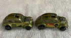 2 Hot Wheels Mattel C 1967 Custom Volkswagen Beetles Redline Green White Int.