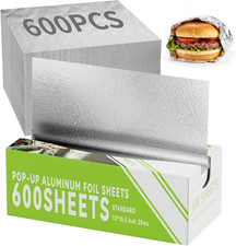 600 Count Pre-Cut Aluminum Foil Sheets, 12" X 10.6" Inch Pre Cut Aluminum Foil S
