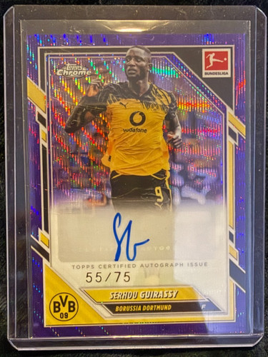 2025-26 Topps Chrome Bundesliga Purple Wave Autograph Serhou Guirassy 55/75