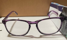 MAGNIVISION Foster Grant Elana 1.50 PRP Purple Reading Glasses READERS CASE