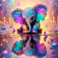 5D Colorful Elephant Diamond Art Kits for Adults,Full Colorful Little Elephant