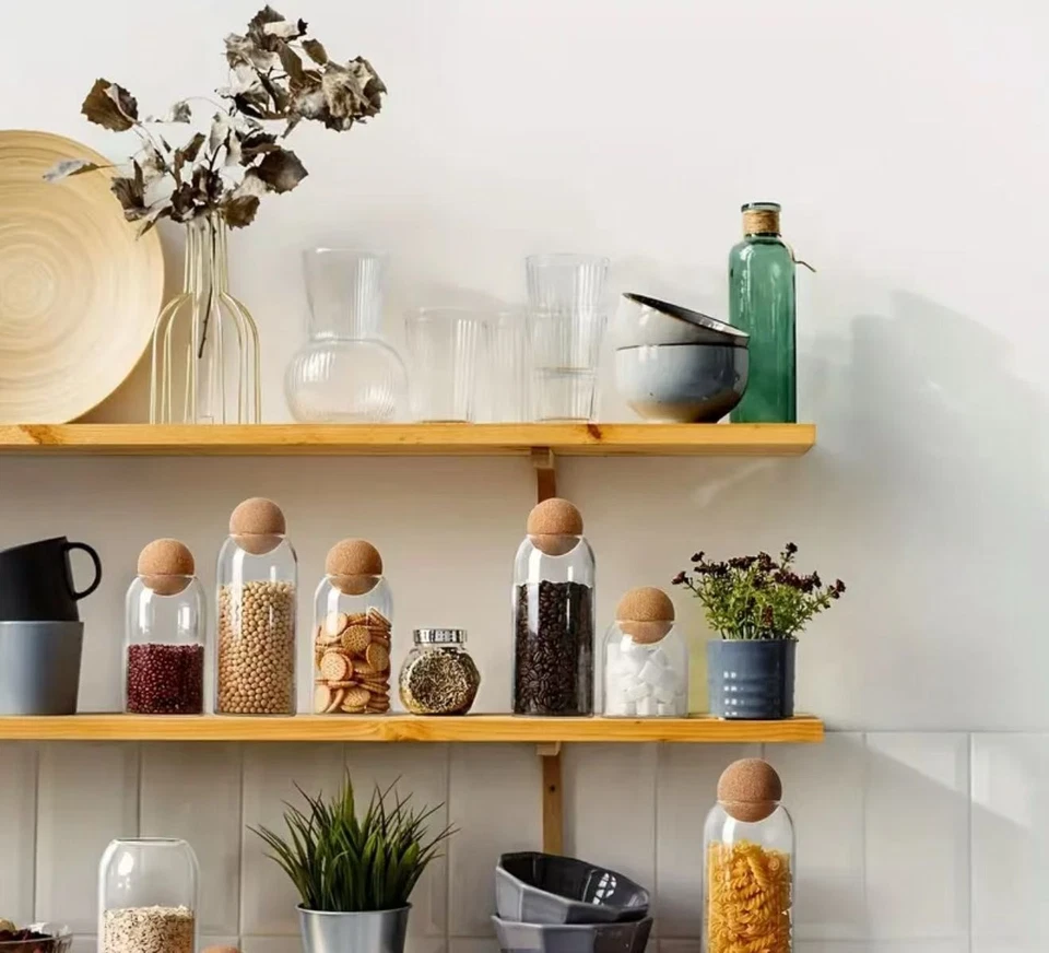 Frascos de almacenamiento de vidrio de 3 piezas: botes de cocina herméticos para café, azúcar, especias, Foto 2 de 4