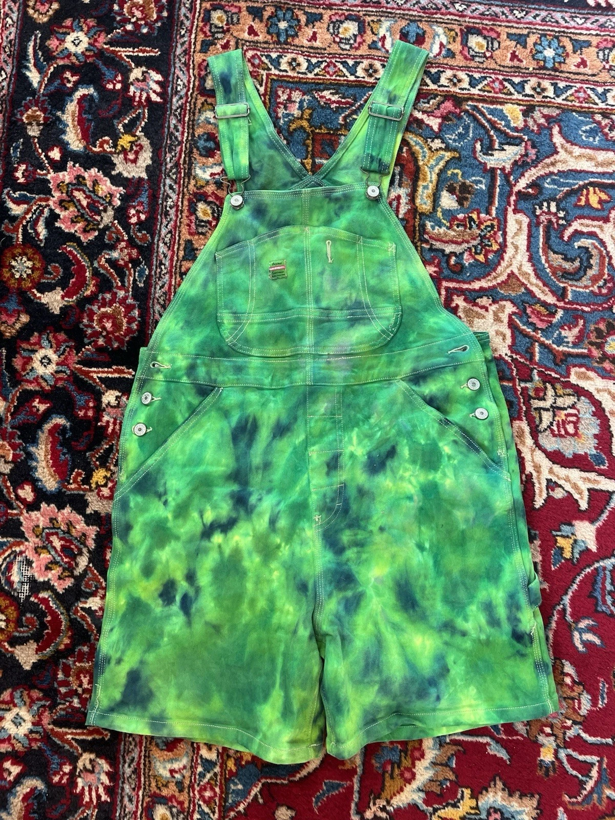 Custom Hand Dyed Tie Dye Overall Shorts By Good Boys Dyes — Unisex Large