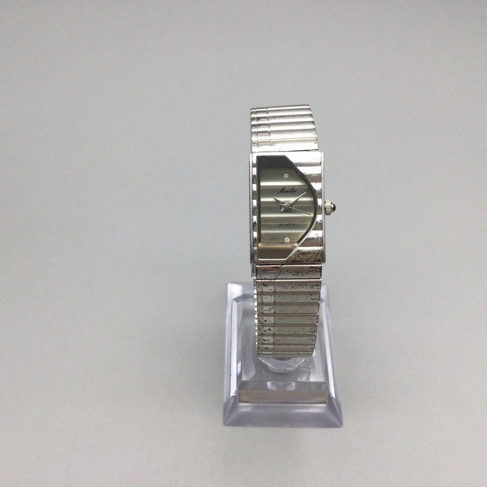 Reloj Moulin Vintage Media Luna Para Hombre 17mm Tono Plateado Banda Ajustable Batería Nueva Foto 2 de 4