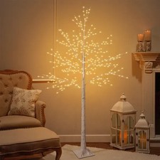 6FT Artificial Lighted Birch Tree Fairy Lights Faux Tree Xmas Party Home Decor