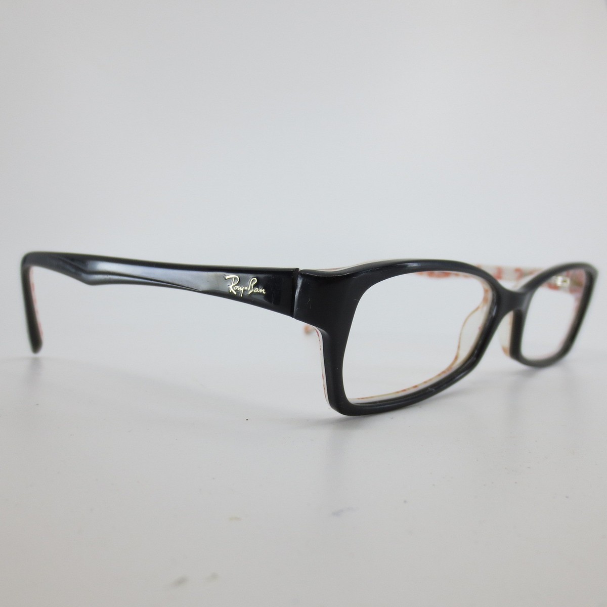 Ray-Ban RB 5234 5014 Black Red Logo Print Rectangular 